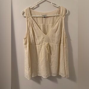Vintage Y2K Theory Semi Sheer Silk Blend Babydoll Top in Bone White Sz L